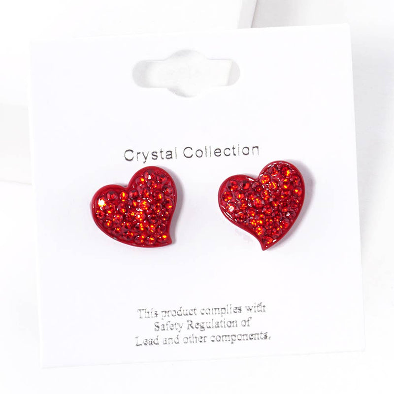 Wona Trading, Inc. - Crystal Rhinestone Paved Heart Stud Earrings