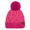 Glitter Sequined Cuff Beanie with Pom Pom