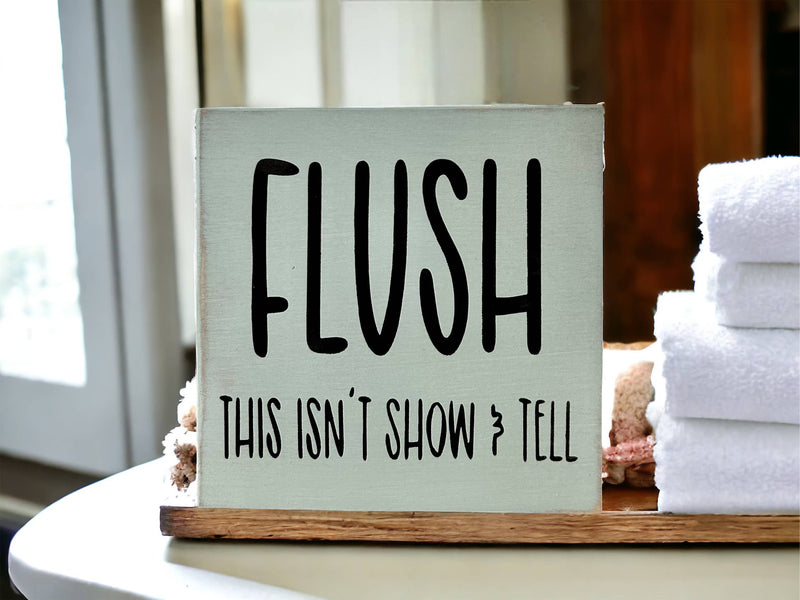 Flush - Funny Bathroom Rustic Wood Shelf Sitter