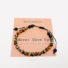 Morse Code Tiger's Eye Frosted Stone Beaded Stretch Bracelet