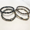 Men's Gemstone Bracelets Onyx and Hematite-Assortment 12 Pcs
