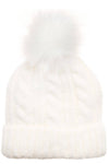 Women's Fuzzy Cable Knit Sherpa Lined Beanie Hat