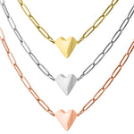 WJW - Stainless Steel Gold Heart Paperclip Necklace for Engraving