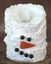 Snowman Bumpy White Moving Flame LED Candle 3in by 4in