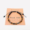 Morse Code Tiger's Eye Frosted Stone Beaded Stretch Bracelet