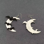 Halloween Bats Under The Moonlight Acrylic Dangle Earrings - GT
