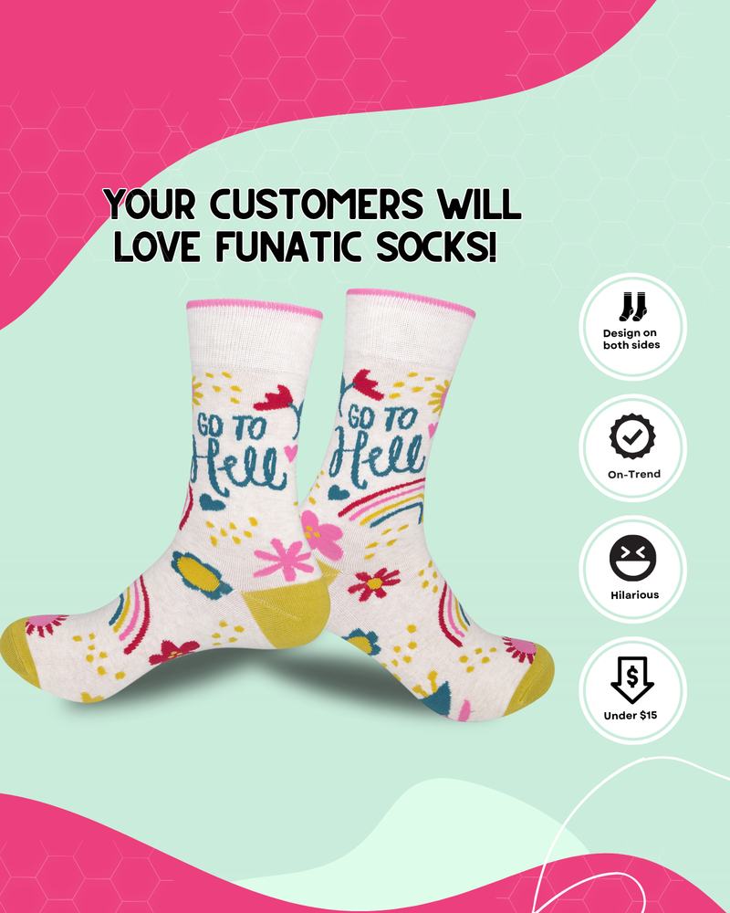 Funatic - Go to Hell Socks | Curse Word Socks | Funny Unisex Socks