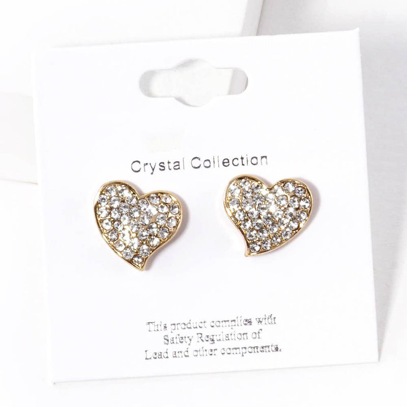 Wona Trading, Inc. - Crystal Rhinestone Paved Heart Stud Earrings