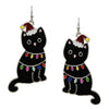 Cat with Christmas Lights and Hat Hook Earrings