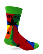 Relax Cannabis Leaves Men's Novelty Crew Socks