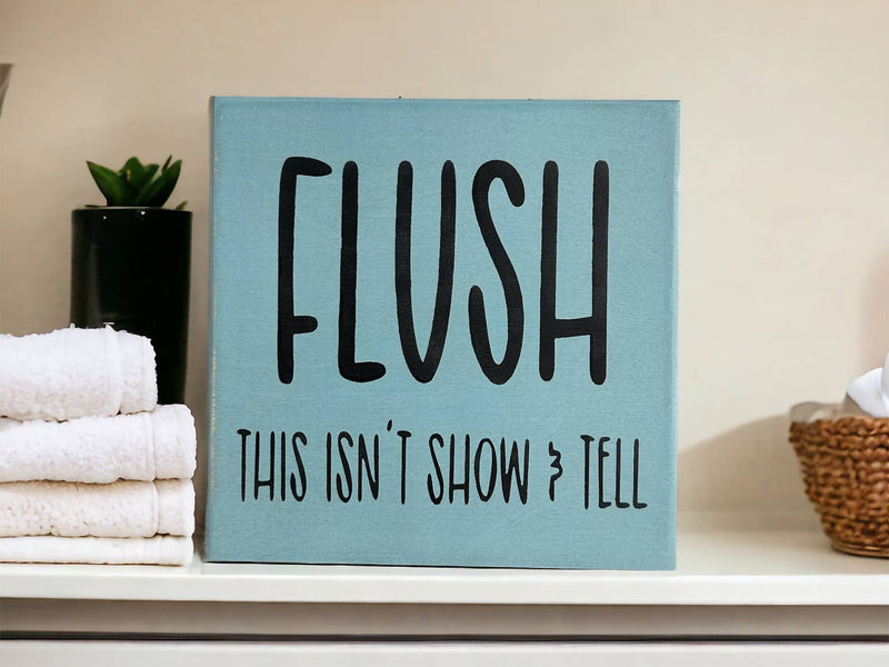 Flush - Funny Bathroom Rustic Wood Shelf Sitter