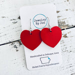 Heart Earrings (Medium): Red