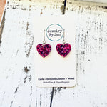 Jewelry By Jen - Heart Earrings (Mini): Fuchsia Glitter