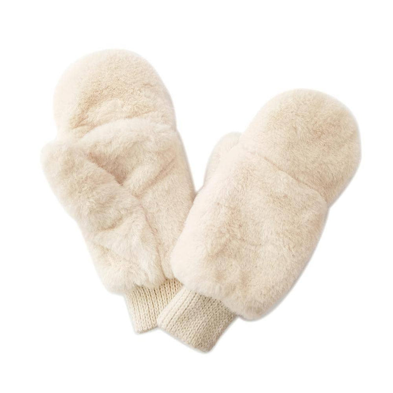 Solid Faux Fur Mitten Gloves