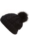 Women's Fuzzy Cable Knit Sherpa Lined Beanie Hat