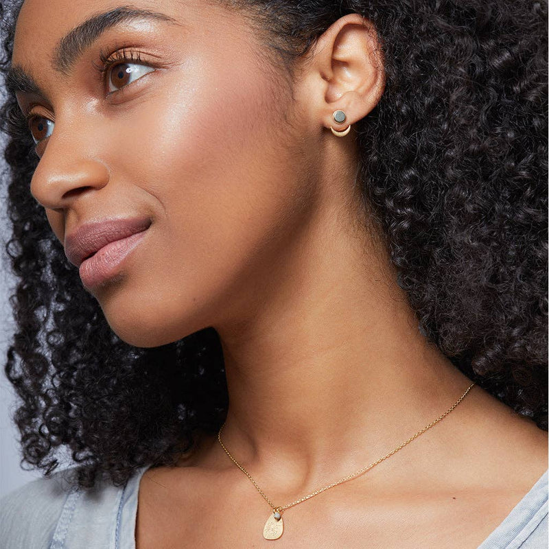 Stone Moon Phase Ear Jacket - Opalite/Silver