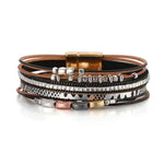 Bohemian Hand-Woven Magnetic Buckle Leather Bracelet