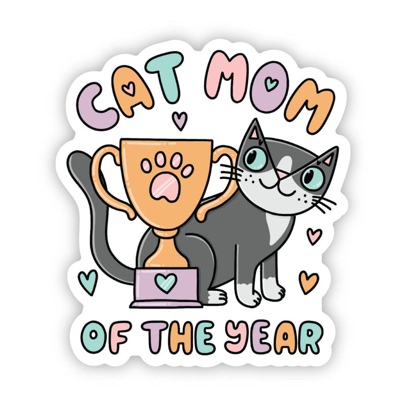 Cat mom of the year sticker