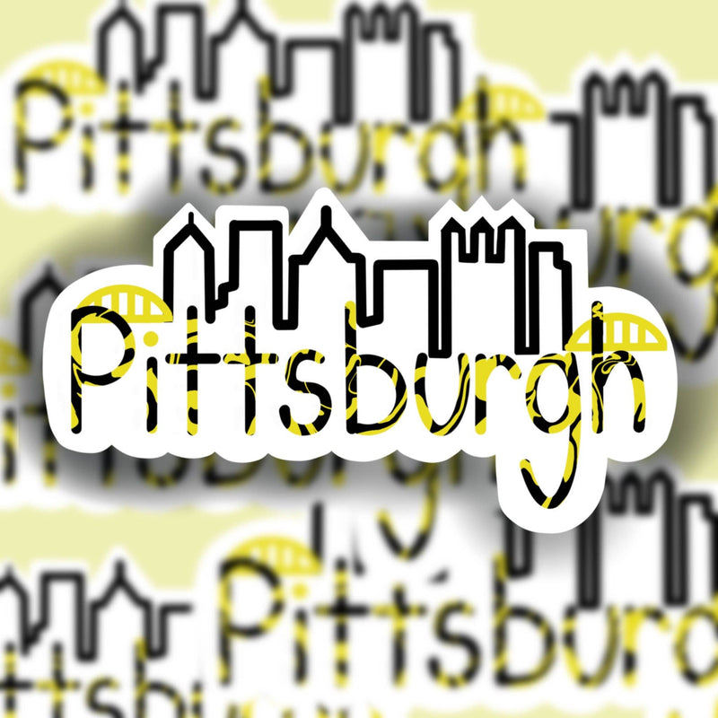 Pittsburgh City Sticker, Tie Dye/Rainbow (Regular or Mini) -WATERPROOF, Laptop Sticker, Cute Sticker,  Car Sticker, Weatherproof Sticker