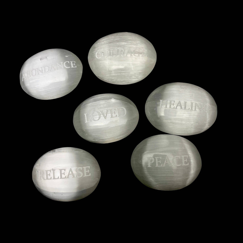 Empowering Selenite Palm Stones