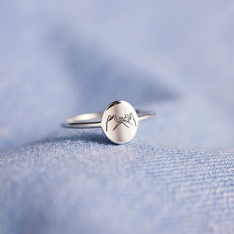 Pinky Swear Promise Signet Ring in 925 Sterling Silver