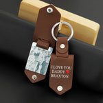 Custom Photo Locket Keychain in Stainless Steel, Leather
