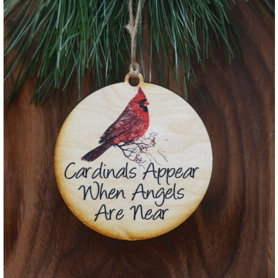 When Angels Appear Cardinals are near Wooden Ornament