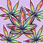 Pot Leaf/Cannabis/Marijuana Sticker, Tie Dye/Rainbow (Regular or Mini) -WATERPROOF, Laptop Sticker,  Car Sticker, Weatherproof Sticker